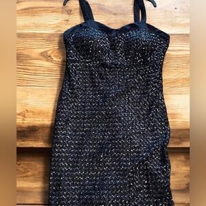 NWOT Haute Monde Black Sequin Mini Dress